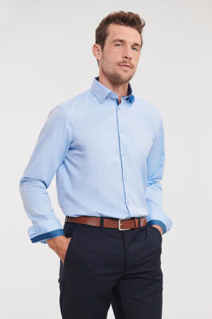 Men`s LS Tailored Contrast Herringbone Shirt