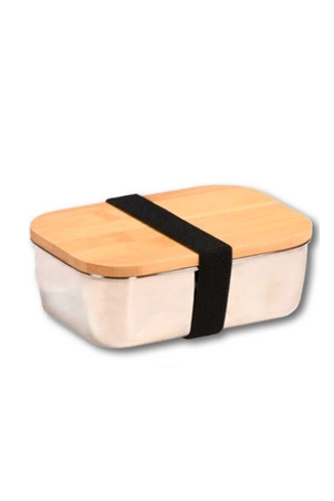 Lunchbox aus Metall (Deckel Bambus)
