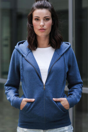 Ladies` Authentic Melange Zipped Hood Sweat