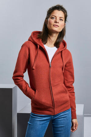 Ladies` Authentic Melange Zipped Hood Sweat