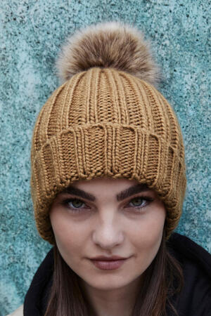 Fur Pom Pom Chunky Beanie