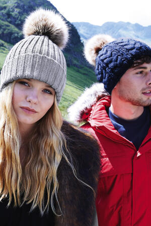 Fur Pom Pom Chunky Beanie