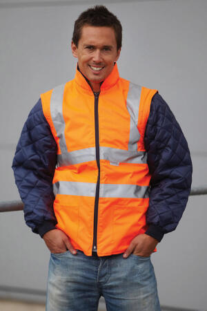 Hi-Vis Quilted Jacket with Zip-Off Sleeves