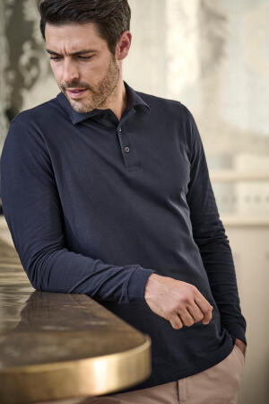 Mens Luxury Stretch Long Sleeve Polo