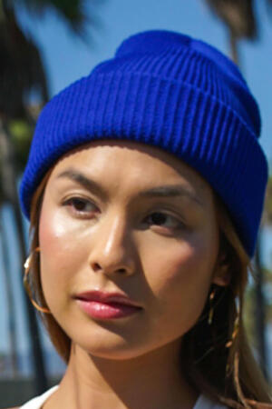 Recycled Yarn Ribbed Knit Beanie