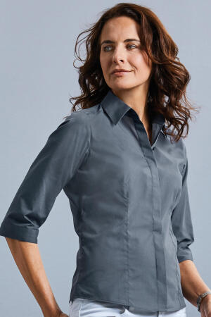 Popelin Bluse mit 3/4 Arm