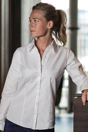 Ladies` LS Herringbone Shirt
