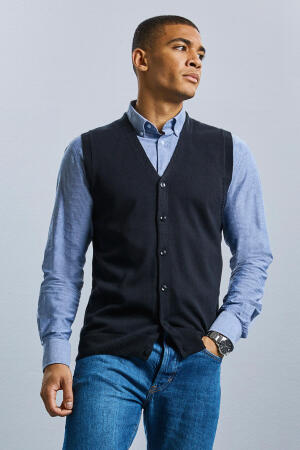 Men`s V-Neck Sleeveless Knitted Cardigan