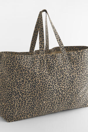 Leopard Print Canvas Oversized Tote Bag