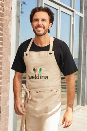 PROVENCE - Crossover Eyelets Bib Apron with Pocket