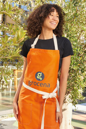 SANTORINI - Contrasted Bib Apron with Pocket