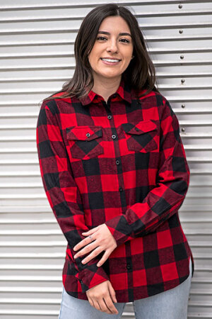 Women`s Woven Plaid Flannel Shirt