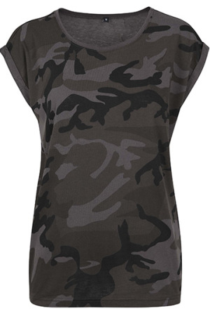 Ladies Camo Extended Shoulder Camo Tee
