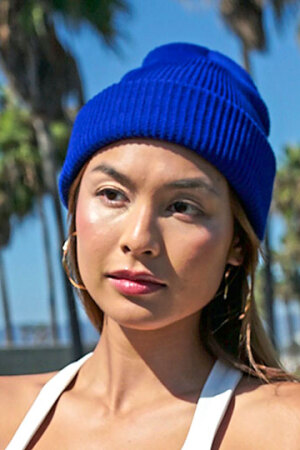 Recycled Yarn Ribbed Knit Beanie