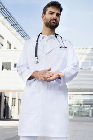 Herrenkittel mit verdeckter Knopfleiste