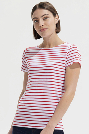 Women`s Round Neck Striped T-Shirt Miles
