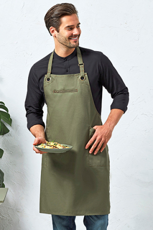 'Barley' Contrast Stitch Sustainable Bib Apron