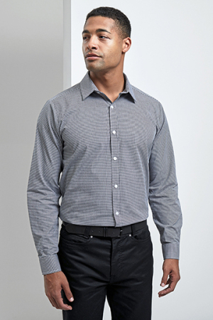 Mens Microcheck (Gingham) Long Sleeve Shirt