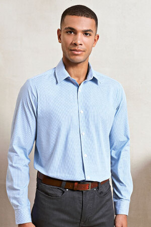 Mens Microcheck (Gingham) Long Sleeve Shirt