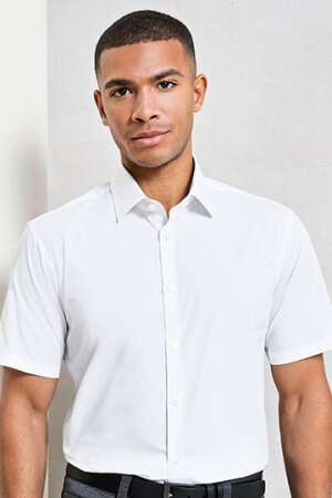 Mens Stretch Fit Cotton Poplin Short Sleeve Shirt