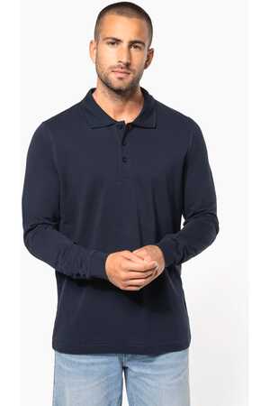 Herren Langarm-Polohemd. Baumwollpiqué