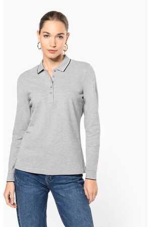 Langarm-Polohemd aus Piqué für Damen