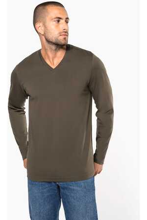 Men's long-sleeved V-neck T-shirt