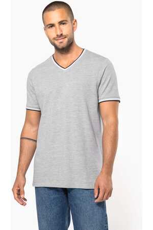 T-Shirt aus Piqué-Trikot mit V-Ausschnitt für Herren
