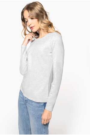 Ladies' long-sleeved crew neck T-shirt