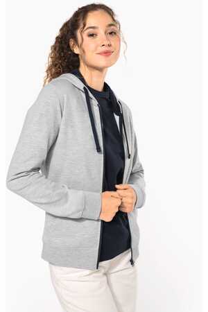 DAMEN-KAPUZENSWEATSHIRT BICOLOR mit Reißverschluss