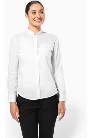 DAMEN HEMDBLUSE MAO-KRAGEN LANGARM