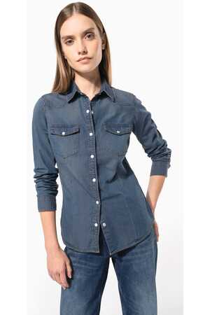 DAMEN DENIM-HEMD LANGARM