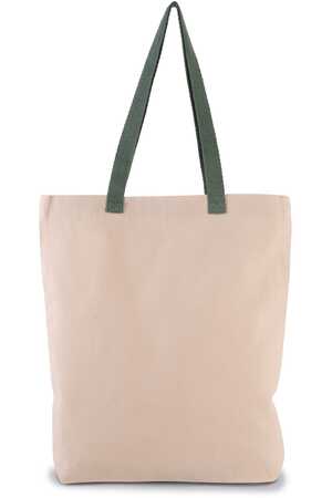 Shoppingtasche mit Seitenfalte und kontrastfarbenem Griff