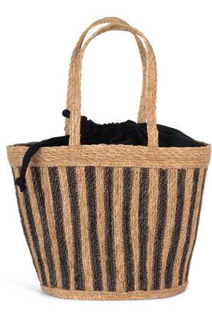 Gestreifte Korbtasche aus Seegras