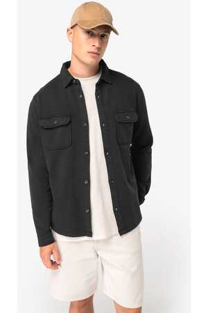 Umweltfreundliche Ausgewaschenes Herren Überhemd aus gebürstetem Molton