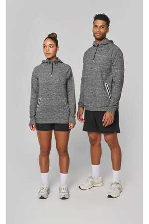 Kapuzen-Sweatshirt 1/4 Sport-Reißverschluss Unisex Heather Deluxe