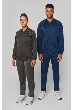 Unisex-Trainingsjacke mit Reißverschluss und Paspel