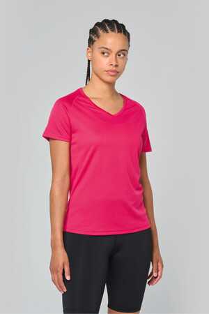 Damen Kurzarm-Sportshirt mit V-Ausschnitt