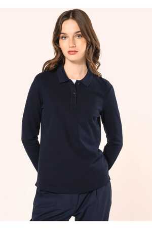 Supima® Damen-Polohemd mit langen Ärmeln