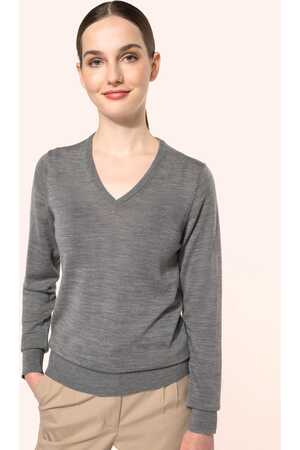 Merino-Damenpullover mit V-Ausschnitt