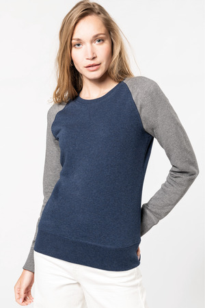 Zweifarbiges Damen-Sweatshirt BIO mit Rundhalsausschnitt und Rag