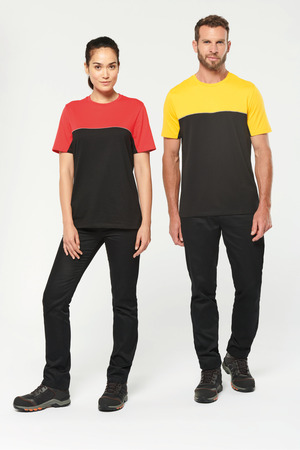 Zweifarbiges umweltfreundliches Unisex-T-Shirt mit kurzen Ärmeln