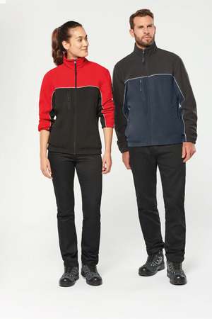 Zweifarbige, umweltfreundliche Unisex-Fleecejacke