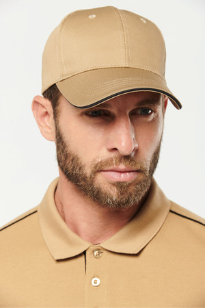 6-Panel-Cap mit Kontrast-Sandwichschirm Oeko-Tex