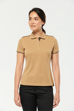 Damen-Polohemd DayToDay mit kontrastfarbenen, kurzen Ärmeln