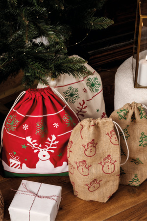 Tasche mit Kordel und Weihnachtsmotiven