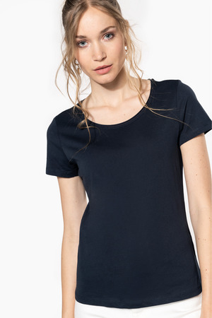 Bio-T-Shirt für Damen mit kurzen Ärmeln und ungesäumtem Halsauss