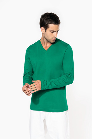 Men's long-sleeved V-neck T-shirt