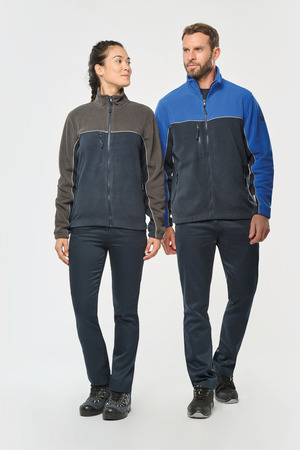 Zweifarbige, umweltfreundliche Unisex-Fleecejacke