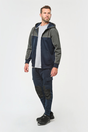 Umweltfreundliche, zweifarbige Molton-Kapuzenjacke mit Reißverschluss, Unisex